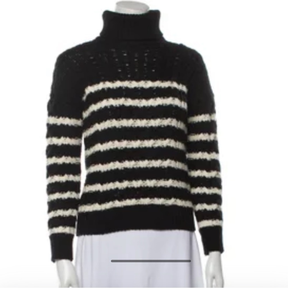 Loewe Black and White Striped Fuzzy Crewneck Sweater